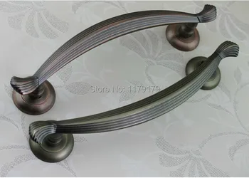 

310mm vintage style wooden door glass door handles antique copper / bronze zinc alloy big gate door handle pull Home KTV Office