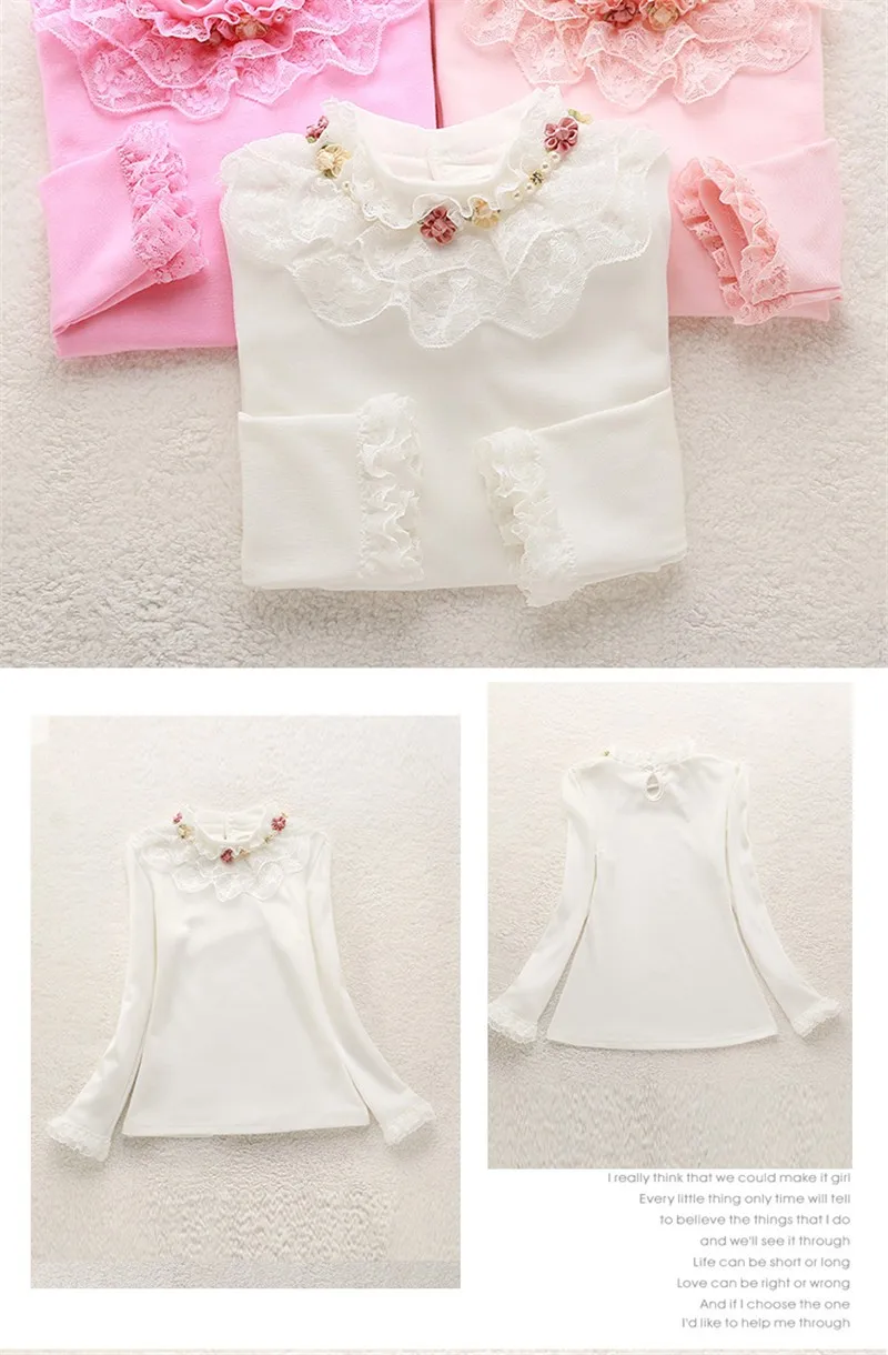 Весенне-осенние блузки для девочек; хлопковые кружевные топы для малышей; детская одежда; Infantil; повседневная детская одежда с длинными рукавами; От 2 до 13 лет