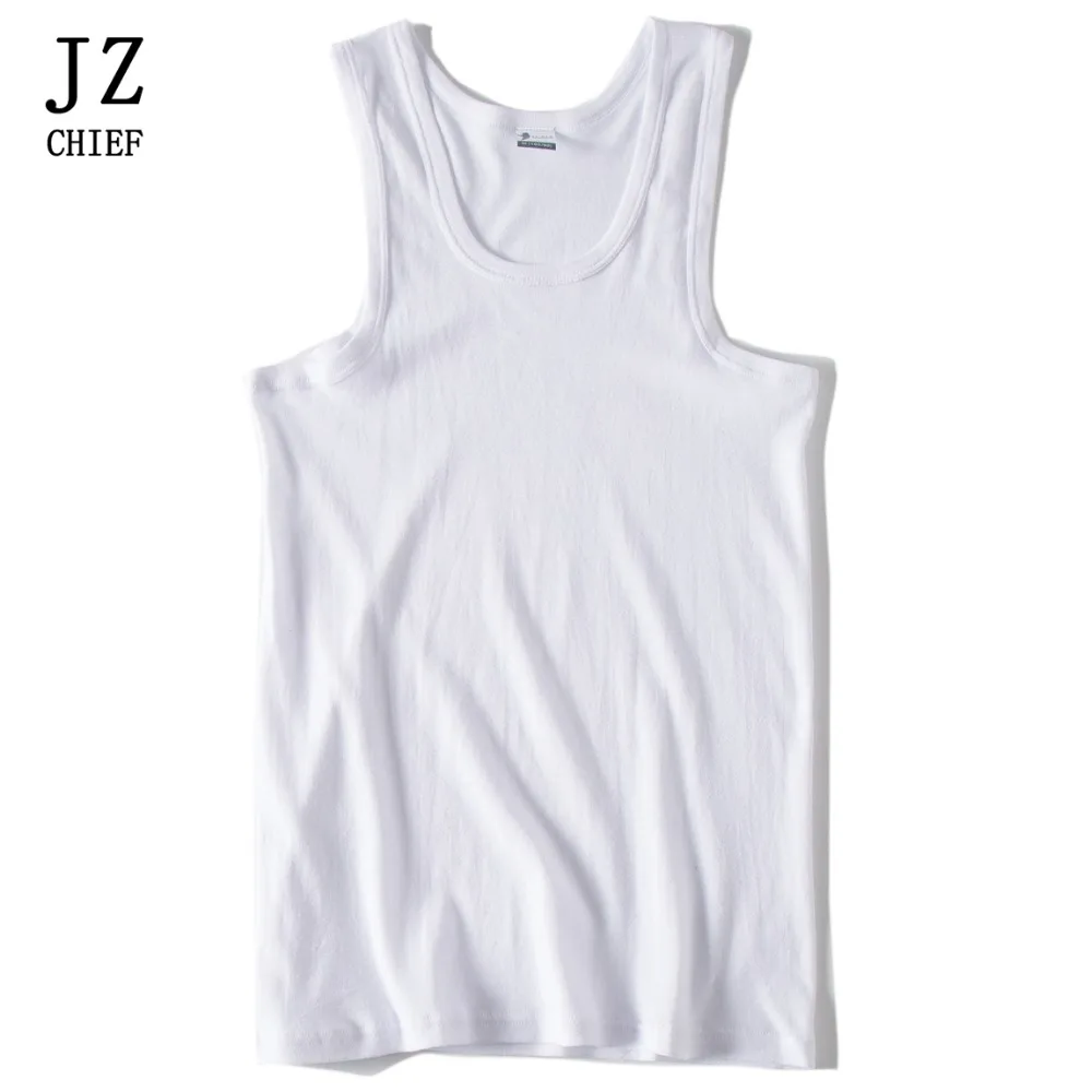 

JZ CHIEF 100 Cotton bodybuilding Tank top Sleeveless Undershirt Fitness Athlete Male Sexy Summer Tank top Underwear Slim Solid