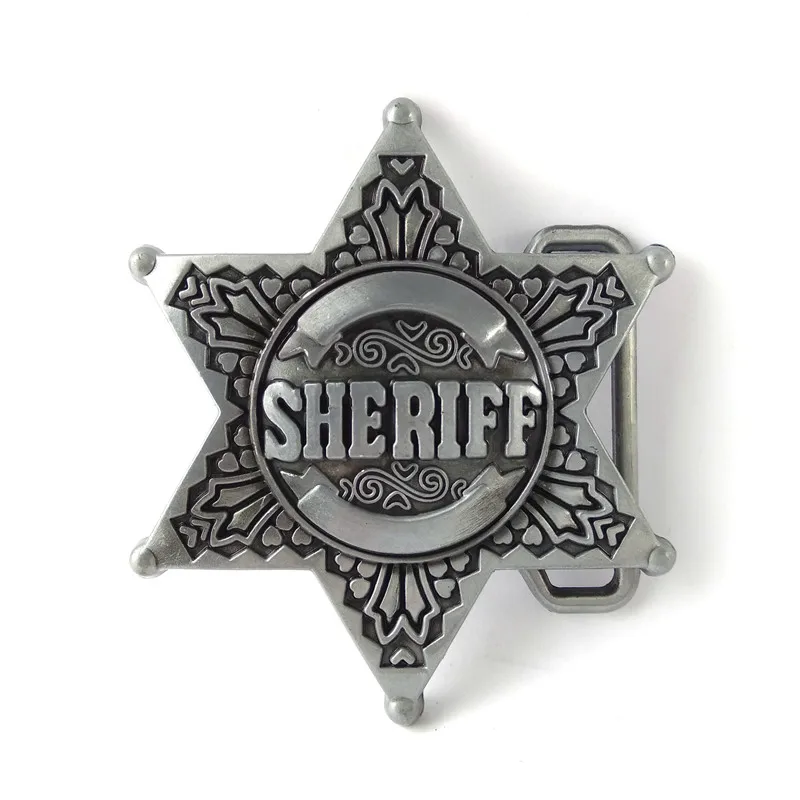 5 pcs Wholesale western Sheriff badge belt buckle Custom Zinc Alloy Metal cowboy Buckle for belt ...