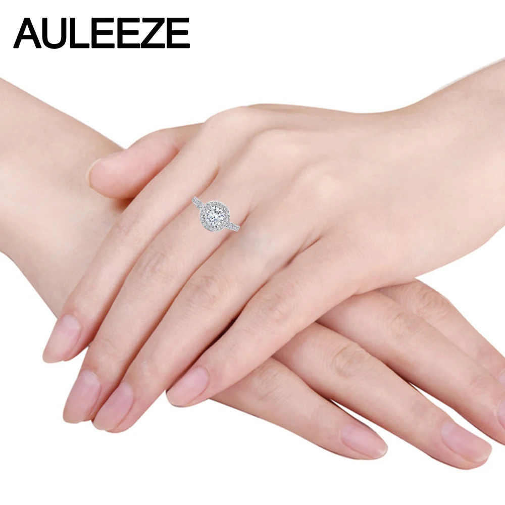 Тестовый позитив 14K белое золото 1 ct Moissanite кольцо для свадьбы Благородное женское
