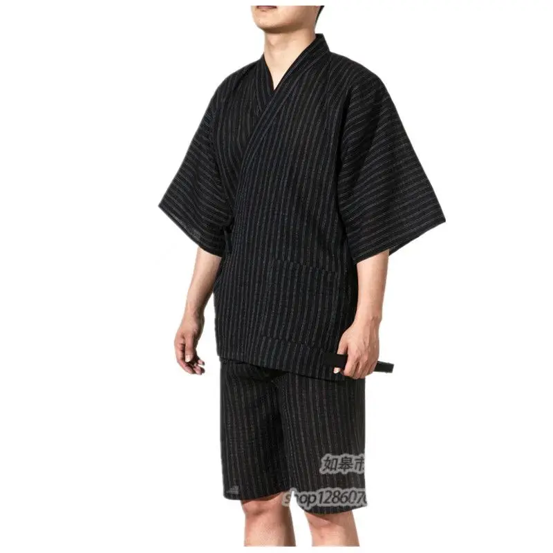 

2017 Traditional Japanese Kimonos Men's Japan Cotton Yukata Men's Lounge Home Clothing Suits Men's Sleepwear Pajamas 062509