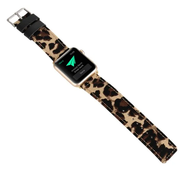 Роскошный брендовый ремешок из натуральной леопардовой кожи для Apple watch band iwatch