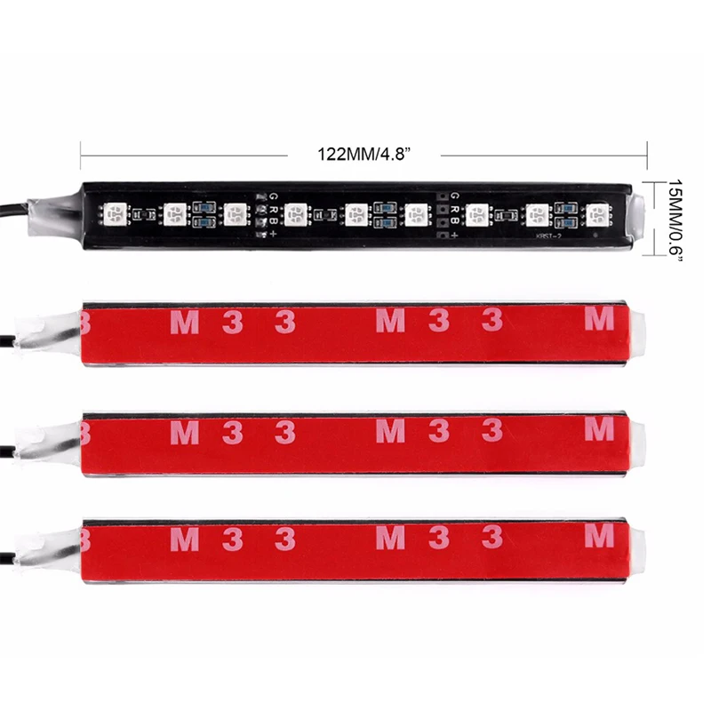 4 шт. 12 В Светодиодная лента, светильник, поликарбонат, для салона автомобиля, RGB, DRL, USB, 12 В, вольт, музыка, ИК-приложение, управление, авто, декоративная Гибкая подсветка, лампа