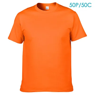 Мужская хлопковая негабаритная темно-синяя мужская футболка на заказ, вечерние футболки с логотипом компании, мужские футболки 3XL - Цвет: fluo orange