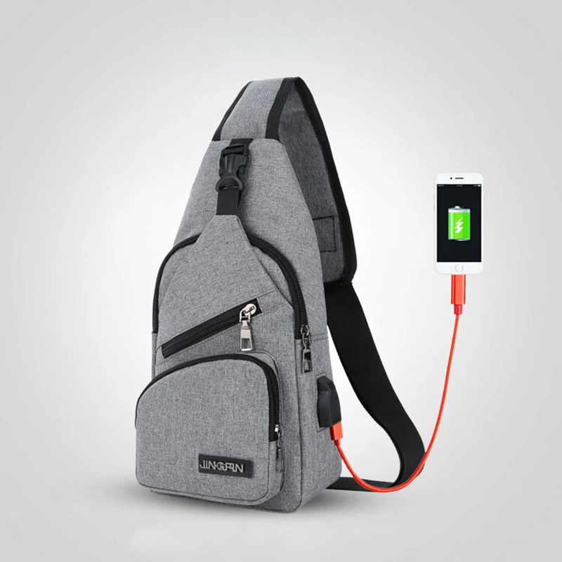 

New Arrival Men USB Chest Pack Single Shoulder Strap Back Bag Black Crossbody Bags for Women Sling Shoulder Bag Back Pack Travel