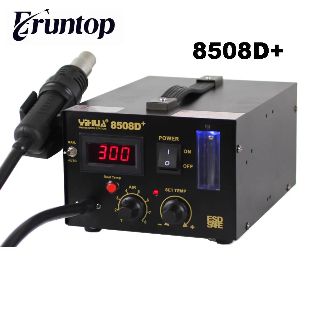 

YIHUA 8508D+ ESD LED Display Hot air gun SMD Soldering Rework Station Air Speed Ball Dynamic Dsplay Airflow