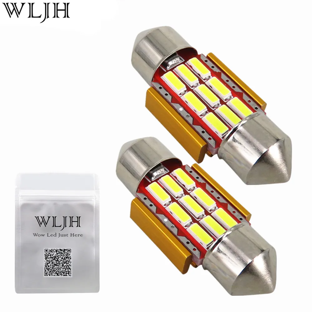 WLJH 4pcs 31mm Led Festoon Car Interior Light Lamp DE3175 9 SMD Trunk Dome Map Bulb Light for