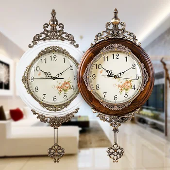 

European Wooden Large Wall Clocks Guess Women Watch Mechanism Decor Clock Silent Quartz Movement Art Relogio Parede Gift WZH084