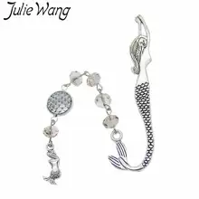 Marcapáginas de sirena Julie Wang, abalorio para leer, aleación, hermosa Escala de resina de diamantes de imitación, bonito marcador de página de libro de regalo