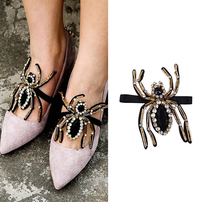 Высокое качество 1 пара со стразами паук кристалл для обувь на высоком каблуке ручной DIY украшения для обуви Свадебная вечеринка обувь