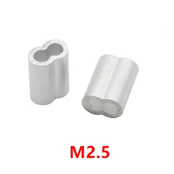 

300pcs M2.5 2.5mm Aluminum Furrules Crimping Sleeve Double-hole 8 Shape Oval Clip Wire Rope Clamp Fastener Rigging Wire Colis