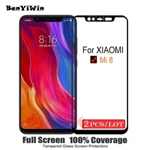 2 шт Полное покрытие закаленное стекло для Xiaomi Mi 8 Защита экрана 2.5D на Защитное стекло для Xiaomi Mi 8 стеклянная пленка