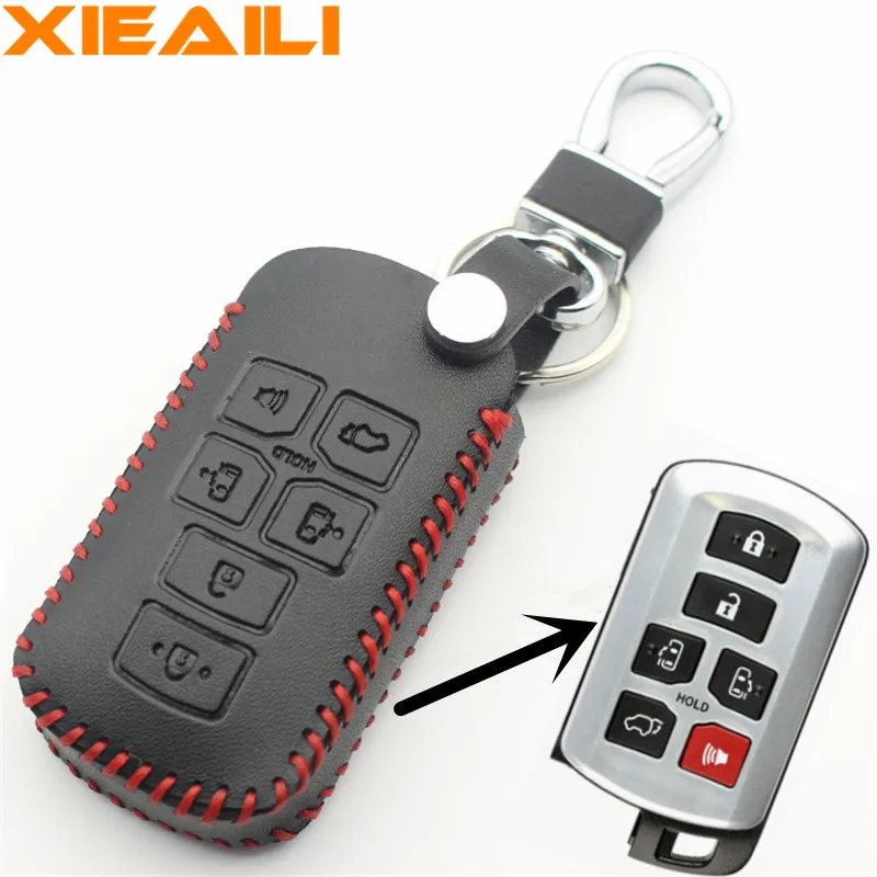 

XIEAILI Genuine Leather Remote Control 6Button Smart Key Case Cover For Toyota Sienna S94
