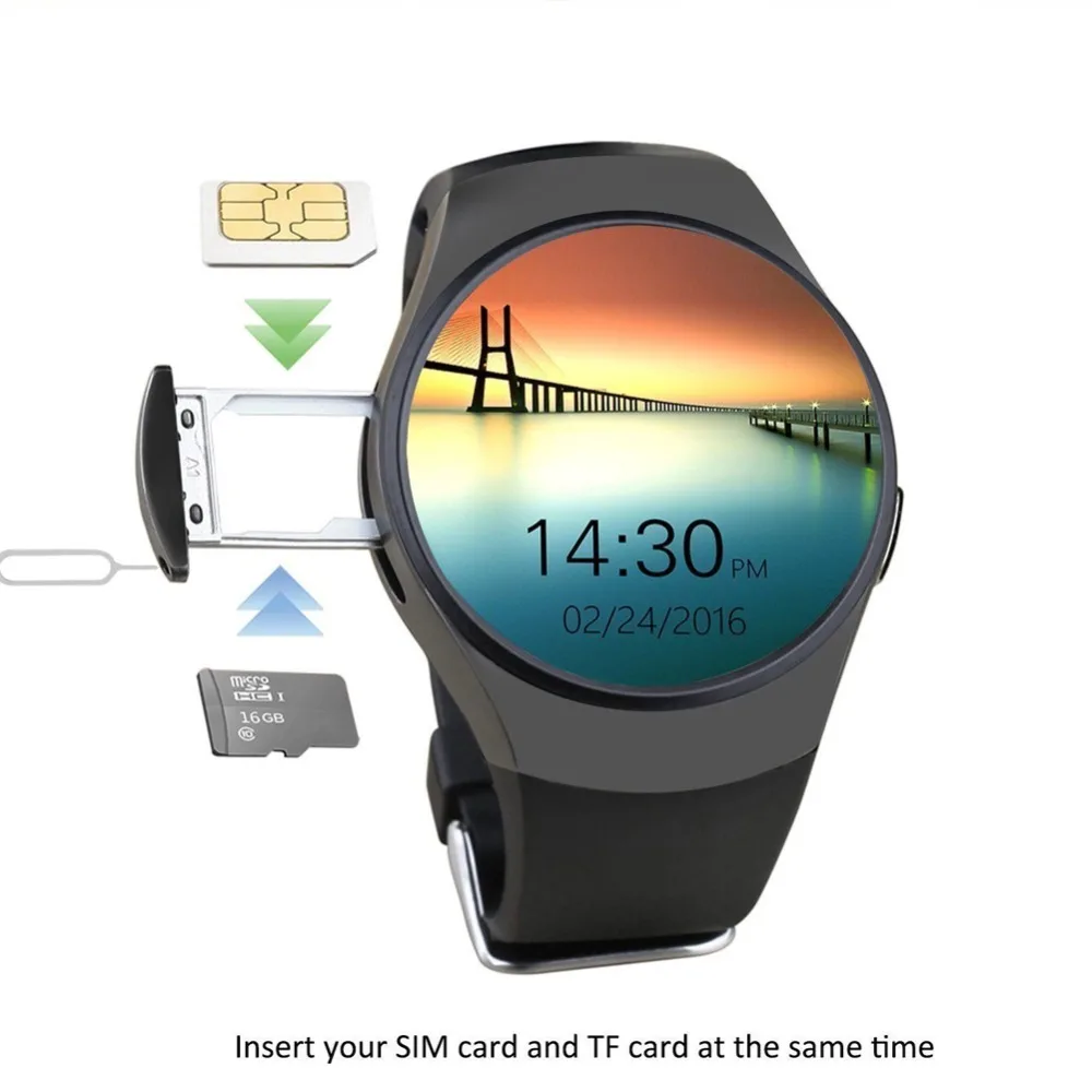 KW18 Bluetooth Смарт часы полный экран Поддержка SIM TF карты Smartwatch телефон сердечного ритма для Apple gear S2 huawei Xiaomi