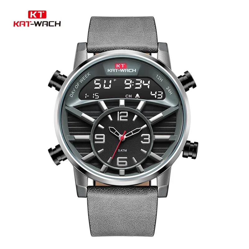 

Watch Mens Watches KAT-WACH Top Brand Luxury Men Casual Leather Waterproof Chronograph Men Sport Quartz Clock Relogio Masculino