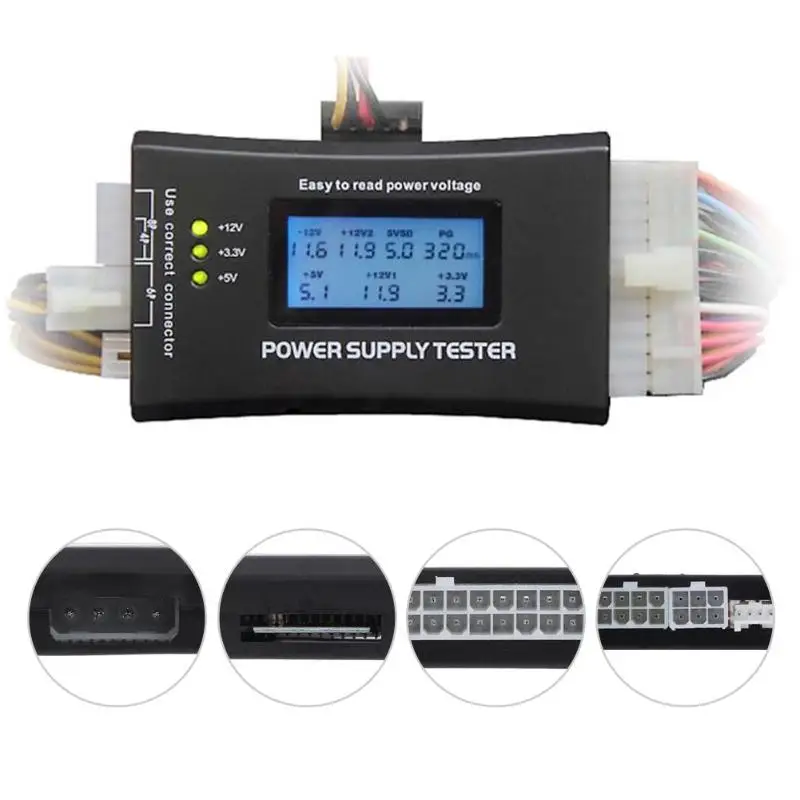 

High Precision ATX Digital LCD PC Power Supply Tester 20/24 Pin SATA Power Supply Tester Useful Household Battery Maintance Tool
