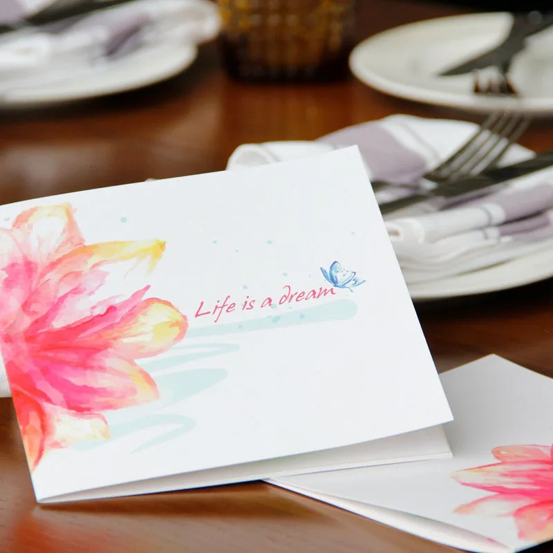  3D Handmade Carving Life Is A Dream Color Printed Full-blown Flowers Blessing Paper Invitation Gree - 32841996074