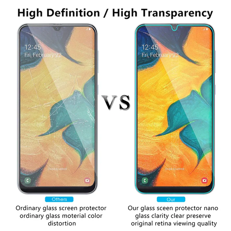 Защитное стекло Закаленное 9H HD для Samsung Galaxy A30/A50/A10/A70/A40/A20/A80/A90/A60/A7