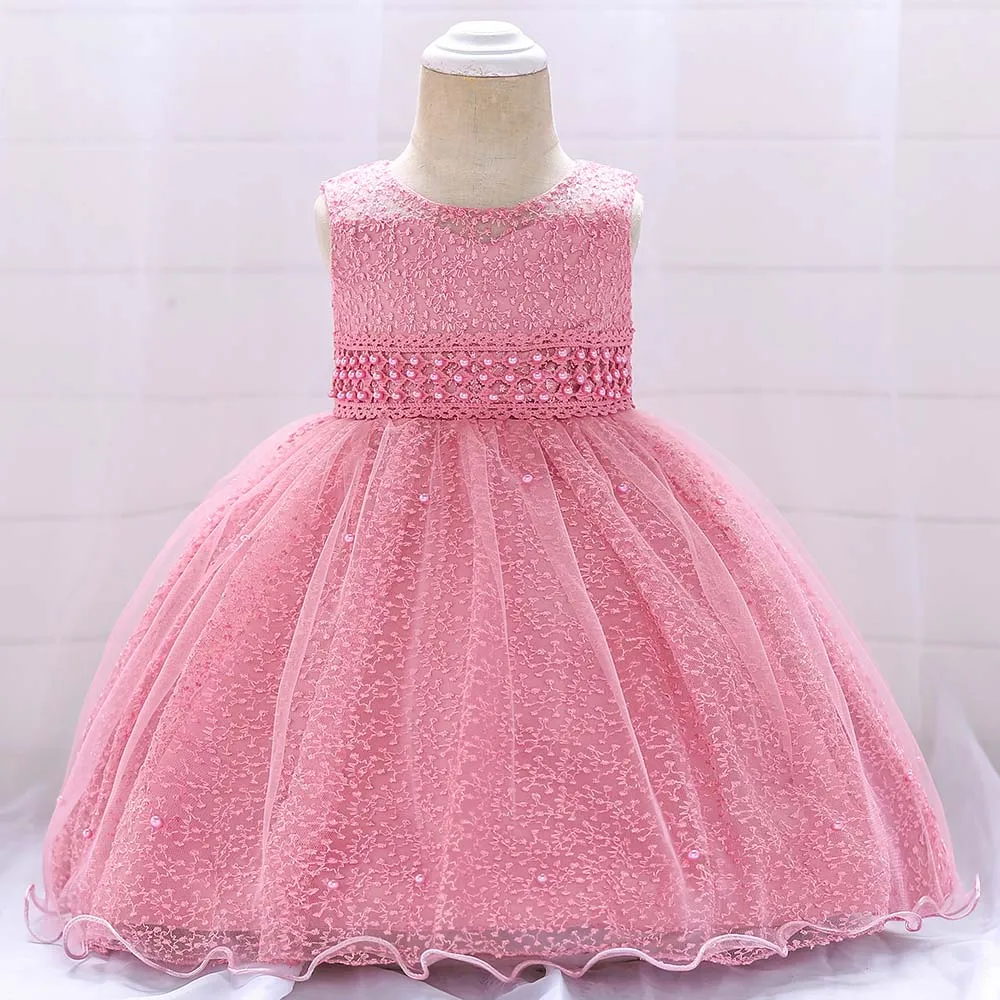 

Retail Elegant Embroidery Little Baby First Communion Gown Dress Pearls Lovely Princess Summer Wedding Party Gown Dress L1859XZ