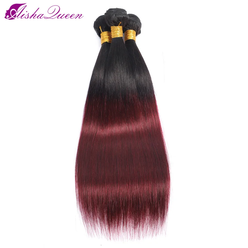 Aisha Queen Peruvian Straight Hair Weave Bundles 1B/99J Burgundy Two Tone Ombre Human Hair Bundles Remy Hair Extensions Aisha Queen Peruvian Straight Hair Weave Bundles 1B/99J Burgundy Two Tone Ombre Human Hair Bundles Remy Hair Extensions