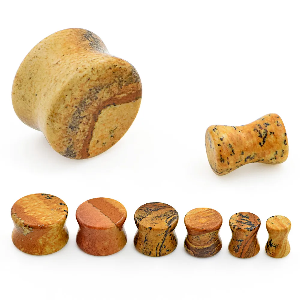 European Earth stone Stone reamer Ear Expander body piercing earrings