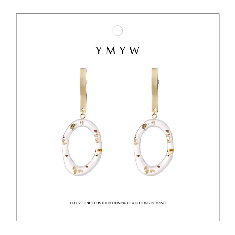

YMYW New Popular Personalized Shell Acetic Acid Acrylic Drop Earrings Charm Copper 14 k Plated Gold Earrings for Women Bijoux