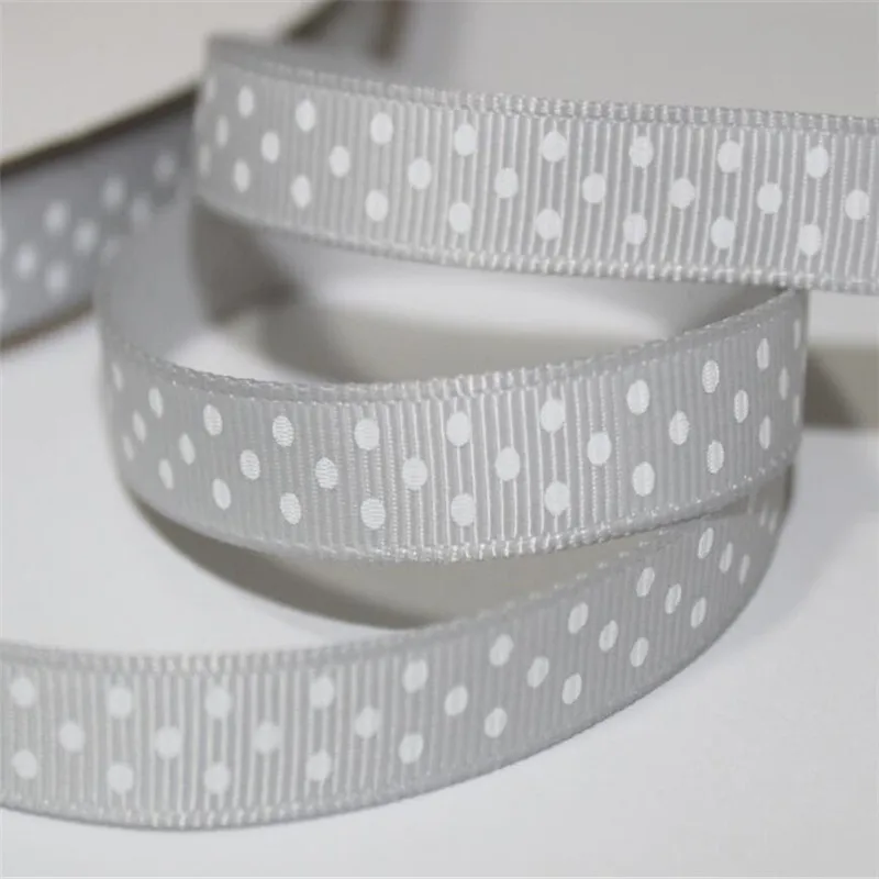 

9mm width Polyester grey Dots spot grosgrain ribbon gift Ribbons Accessories T54-007