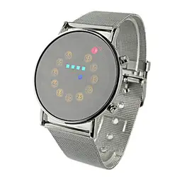 Мужские Цифровые часы красный + желтый + зеленый + синий светодиодный свет из нержавеющей стали простой полезные модные наручные часы skmei