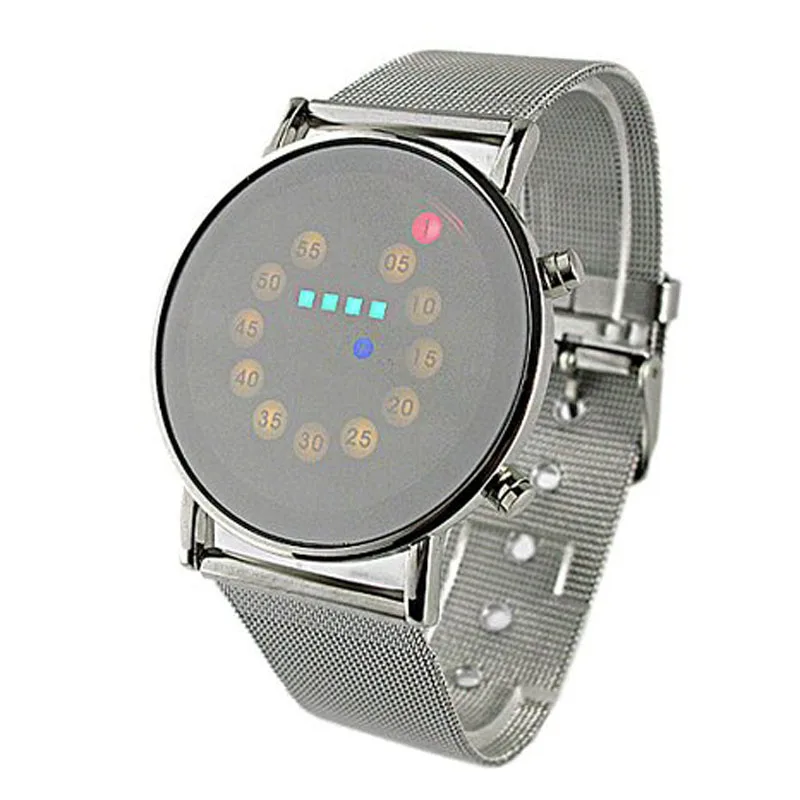 

Men's Digital Watch Red+Yellow+Green+Blue LED Light Stainless Steel Simple Useful Fashion Wrist Watch skmei montre zegarek saat