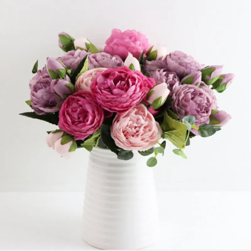 

Silk Rose Peony Artificial Flowers Beautiful Flores Bouquet for Wedding Party Home Decoration Mariage Fake Flowers