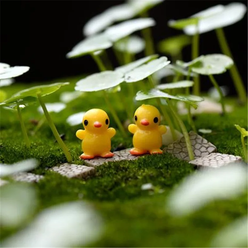 Мини мультфильм животных 10 мм желтая утка DIY смолы маленькие украшения Moss