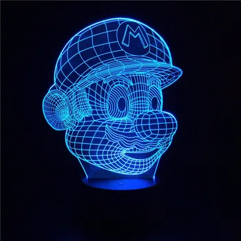 

Super Mary 3D Stereo Vision garten Lamp Acrylic 7 Colors Changing luz solar USB Bedroom Bedside Night light Creative Desk lamp