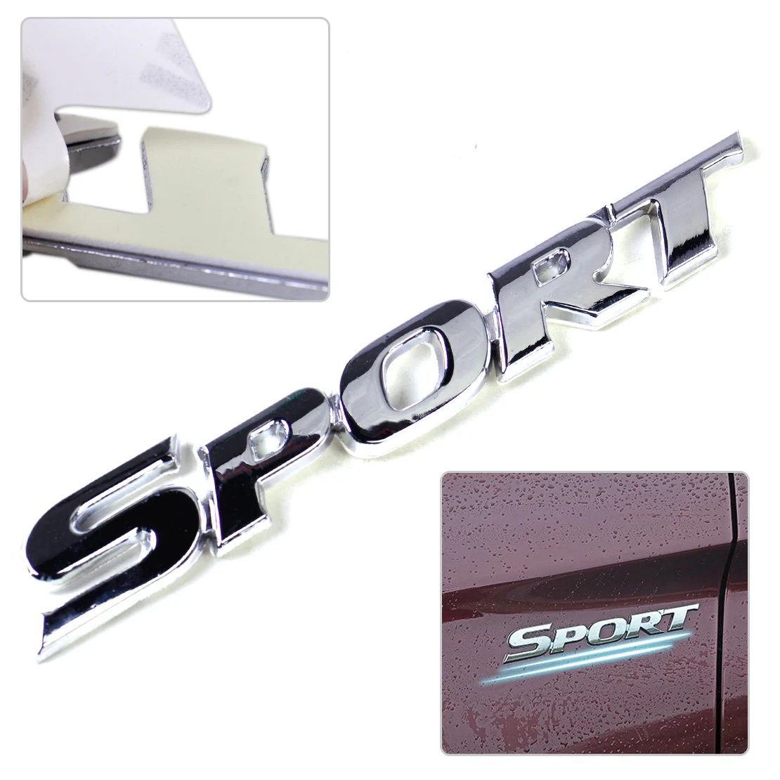 

DWCX Car Styling Silver 3D Sport Word Letter Logo Emblem Badge Car Sticker Racing Motor Logo Decal For Mercedes Benz Toyota BMW