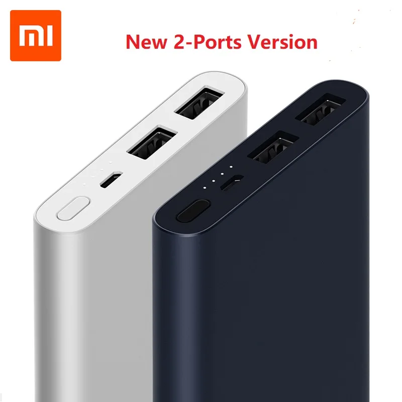 

Xiaomi Mi Power Bank 2 10000mAh Upgrade with Dual USB Output Powerbanks Supports Two Way Quick Charge for samsung xiaomi iphone