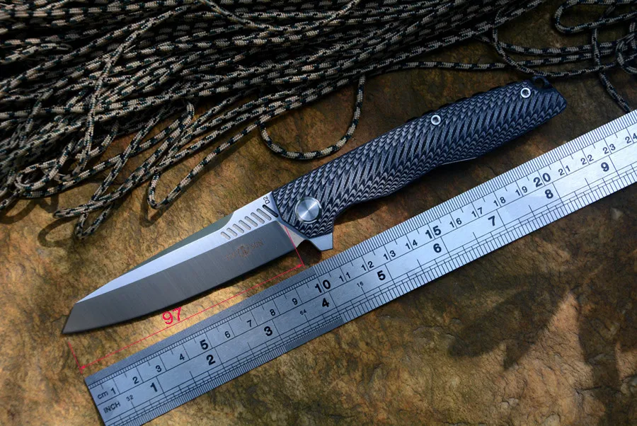TWOSUN TS16 G10 folding knife D2 Satin blade ceramic ball bearing washer black outdoor camping pocket knife EDC tools for gift TWOSUN TS16 G10 folding knife D2 Satin blade ceramic ball bearing washer black outdoor camping pocket knife EDC tools for gift