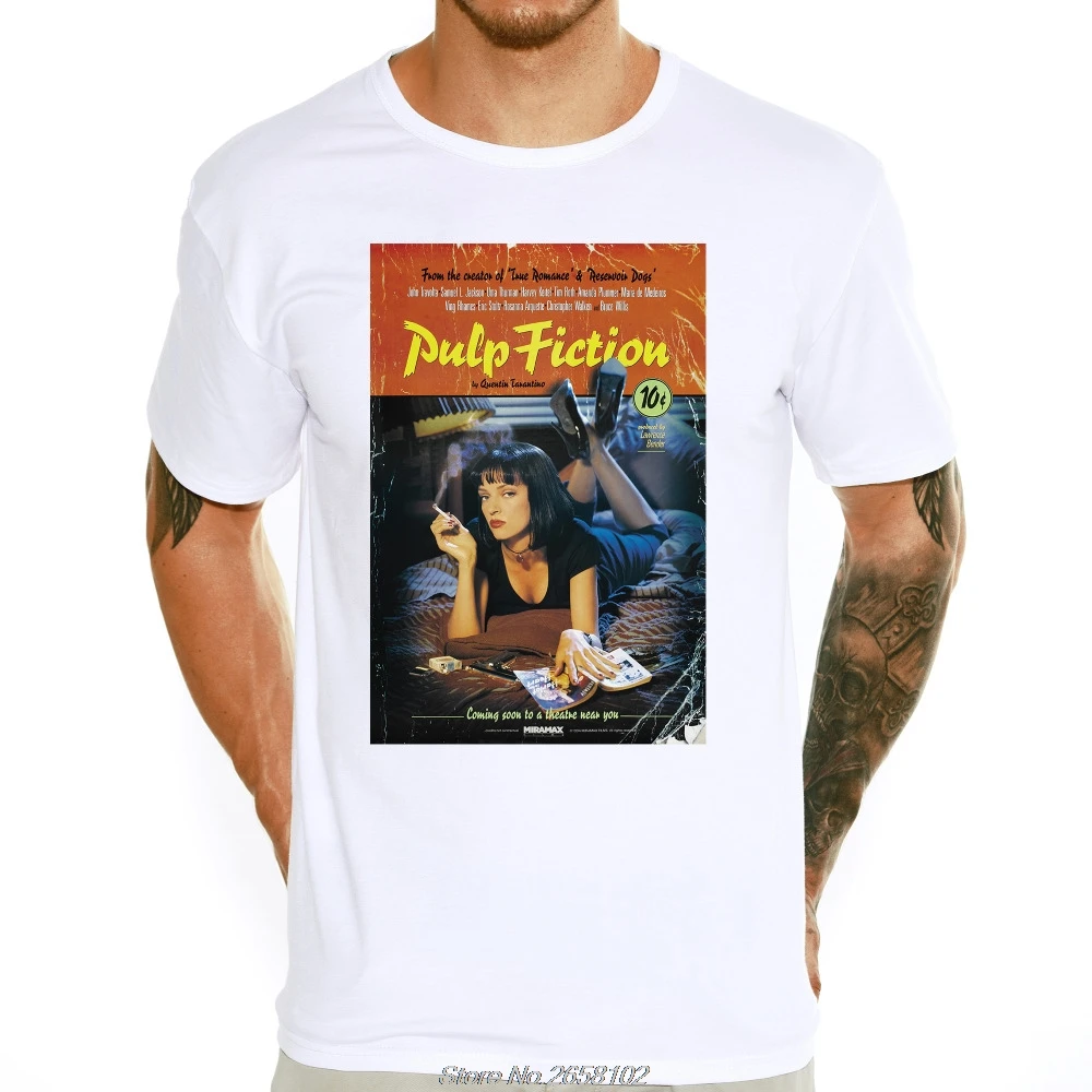 

Men's Classic Movie Poster Pulp Fiction Printed T Shirt Male Boys Summer Cool Design Tops Tee T-shirt Harajuku Streetwear