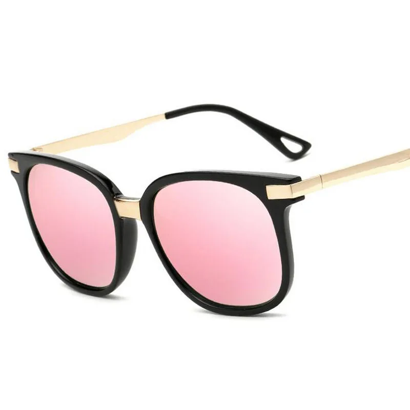 Oversized Sunglass Black Frame Mirrored Lens UV Protection Sun Glasses