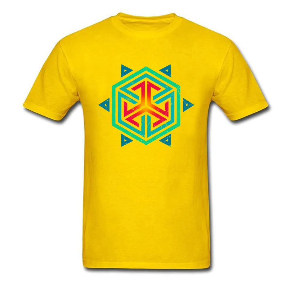 Casual Tops Tees Summer Fall Oversized Round Collar 100% Cotton Sweatshirts Men T Shirts Vintage Retro Colors Geometric Hexagon Vintage Retro Colors Geometric Hexagon yellow