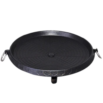 

Korean Barbecue Dish Baking Dish Round Barbecue Dish Maifan Stone Baking Tray Home Wild Commercial Portable Barbecue Iron Plat