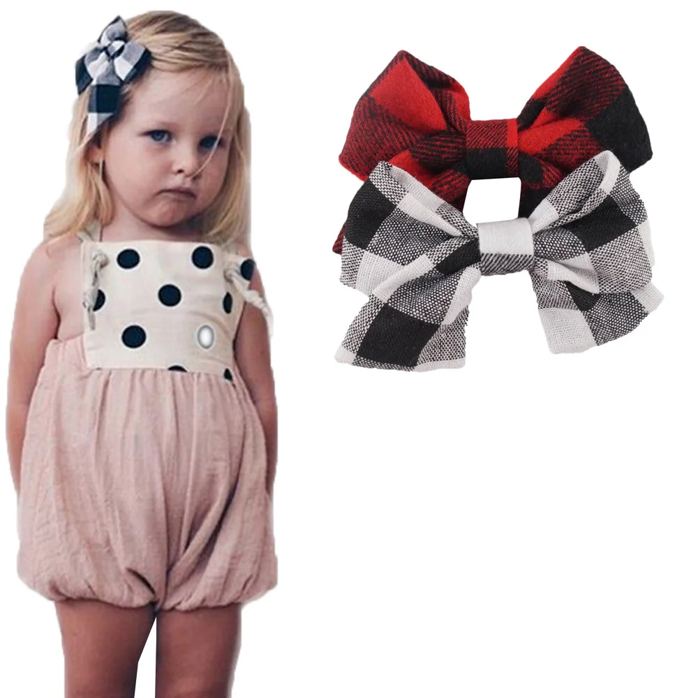 2 шт./компл. 4 5 ''обувь для девочек Лен плед Hairgrips Hairbow аксессуары волос с
