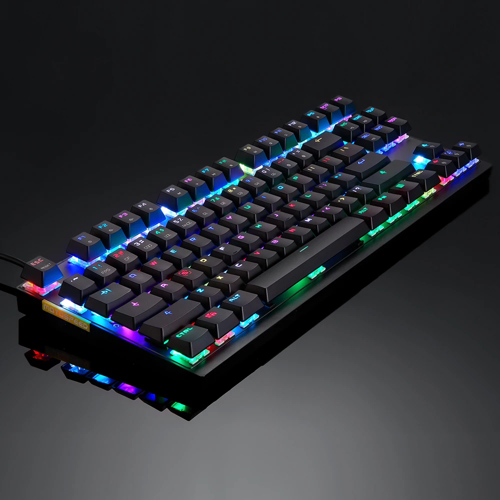Motospeed K82 USB игровая синяя/красная механическая клавиатура Swich 87 клавиш 14 RGB светодиодный подсветка все-Ключ анти-призрак для игры PUBG/FPS
