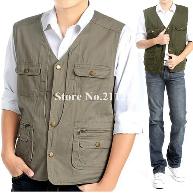 4xl 100% cotton mens many pockets jackets , Male