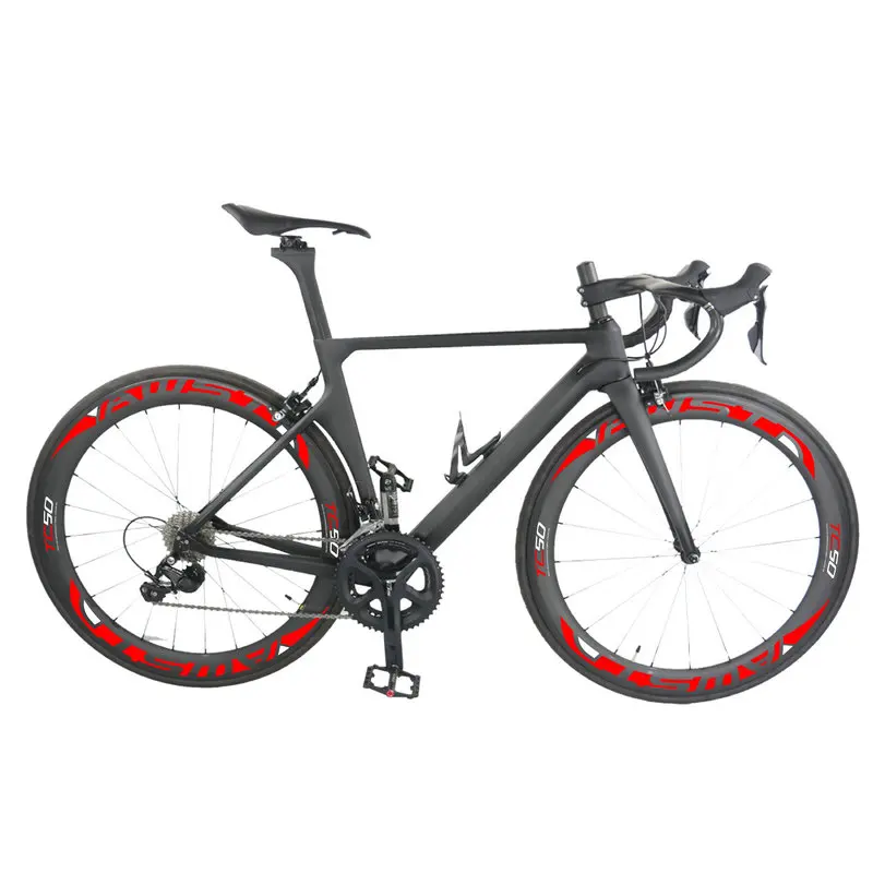 

2018 top sale torayca T1100 bicycle carbon frameset+50mm AWST 700C road bike wheels with powerway hubs 167 color bike frameset