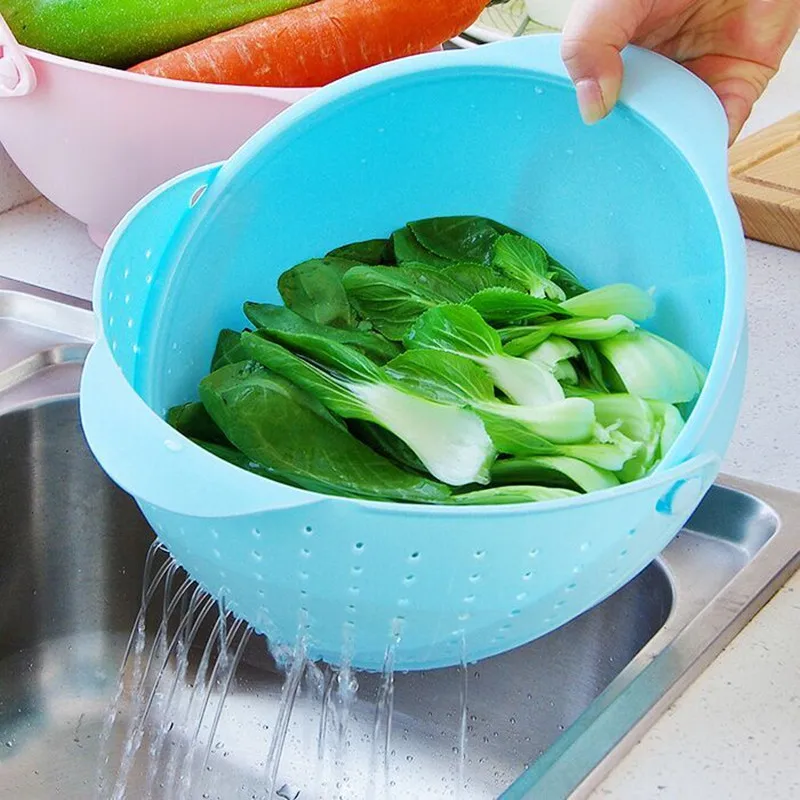 New Plastic Vegetable Storage Basket Kitchen Wash Vegetable Fruit Drain