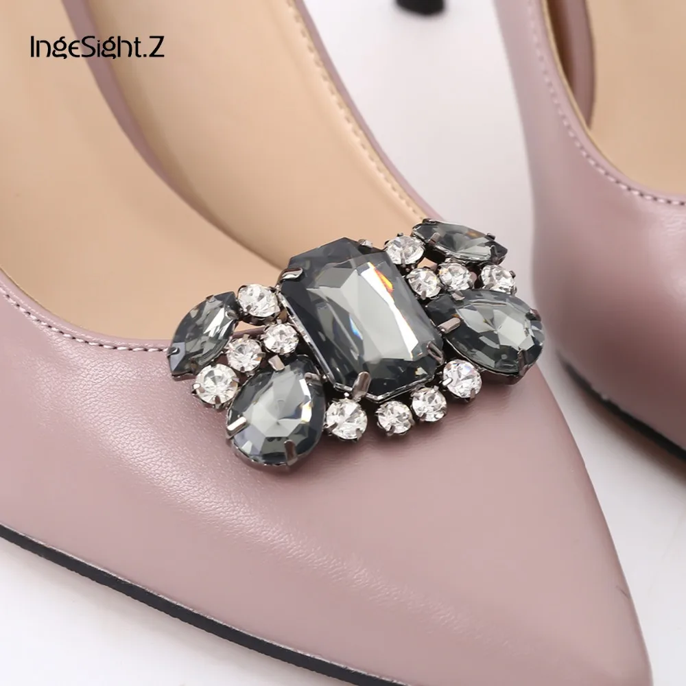 IngeSight.Z 2 Piece Charm Acrylic Strass Crytal Shoe Decoration Women Anklet Shoe Clip Prom Fashion Jewelry Accessories Ornament