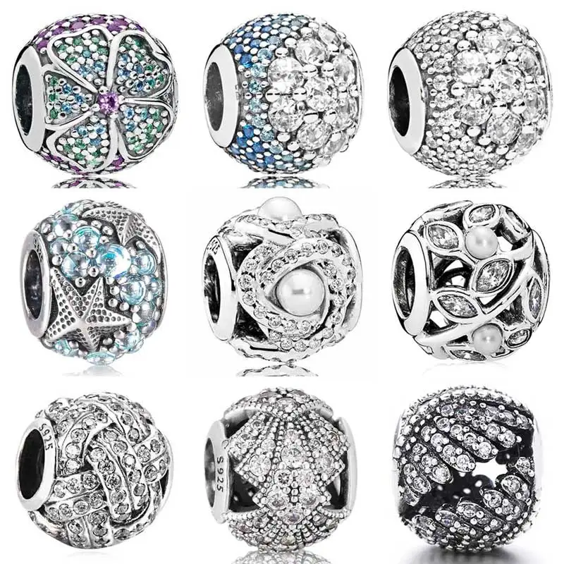 

Pave Blue Enchanted Glorious Bloom Love Knot Oceanic Starfish Charms Fit Pandora Bracelet 925 Sterling Silver Bead DIY Jewelry