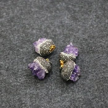 

(Trendy Fashion) Purple Crystals Necklace Drop Pendants in Horn Point, Plated Large Semi Stone Necklace