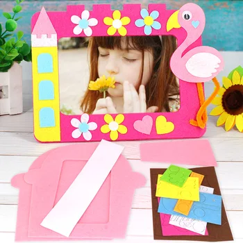 

Diy Kids Craft Kits 6 Inch Felt Photo Frame Kindergarten Handmade Decoration Toys For Children Animal Lion Bird Giraffe Pattern
