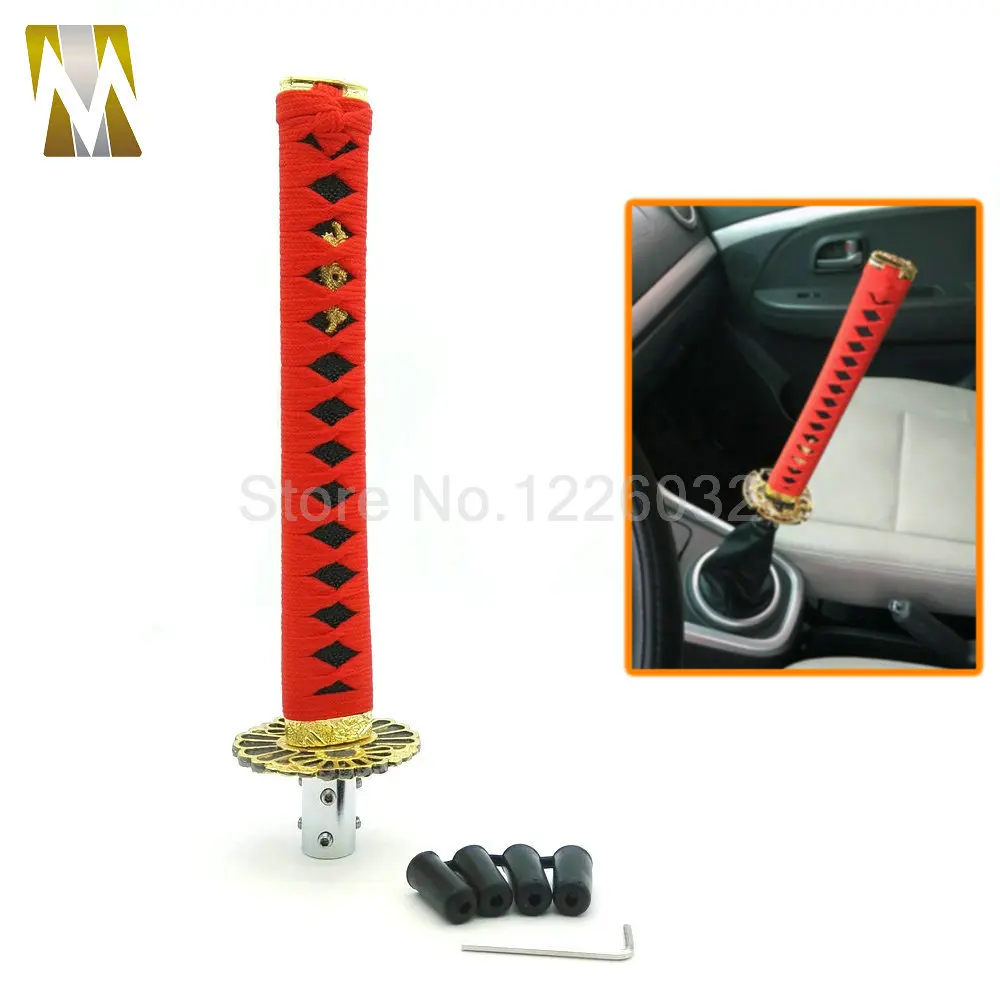 Red Black 265mm JDM Samurai Sword Shift Knob Shifter Katana Metal Weighted Sport With Adapter